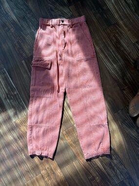 Entro Women’s Washed Coral Cotton Cargo Pants with Utility Pockets